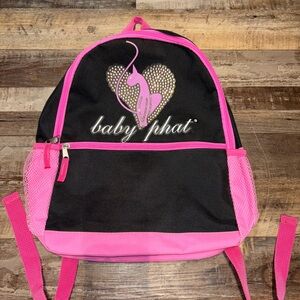 Baby Phat Pink and Black Heart Kids Backpack